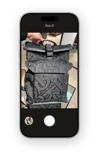 Original handbag photo taken with phone before Foca AI processing