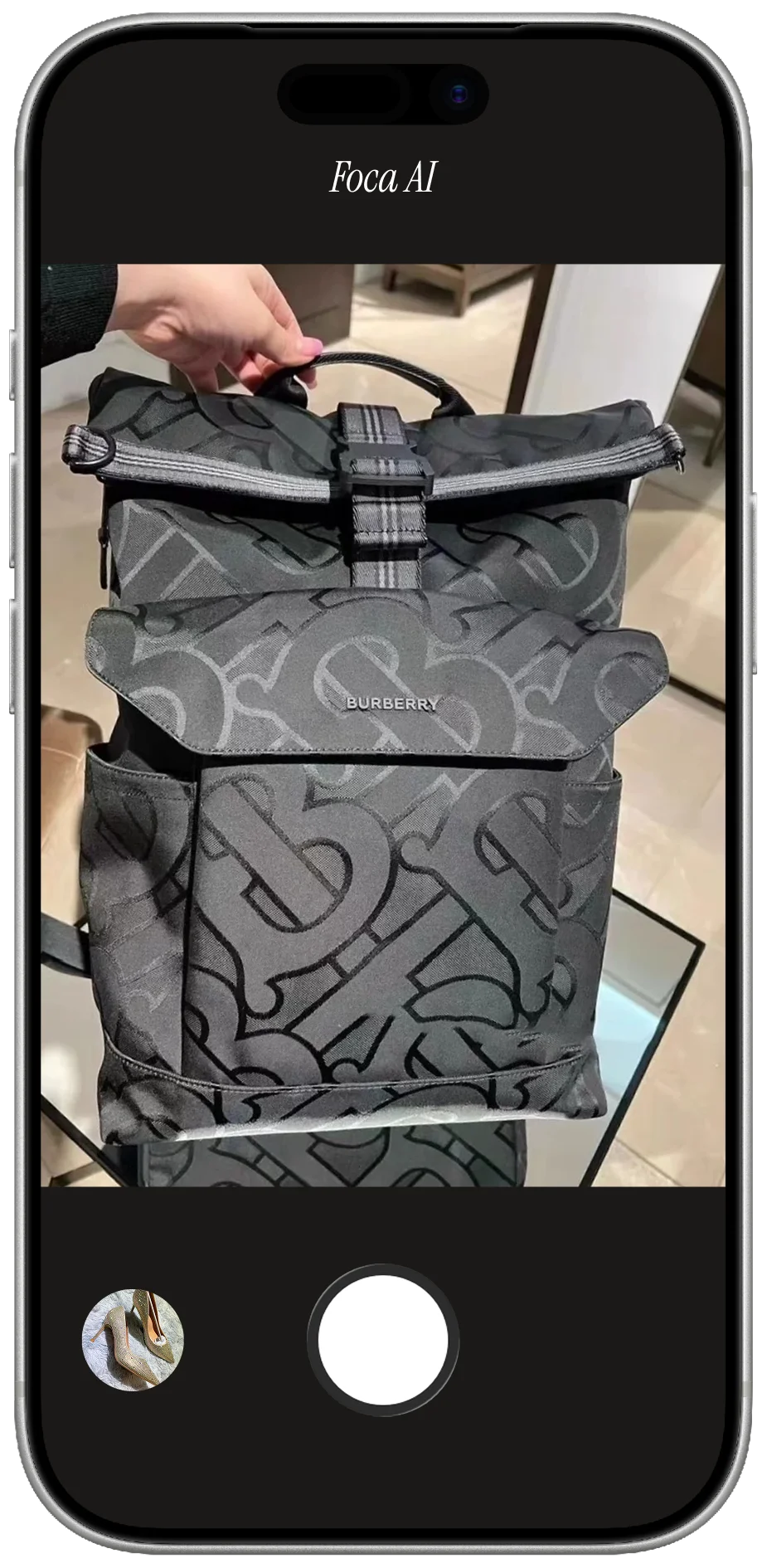 Original handbag photo taken with phone before Foca AI processing