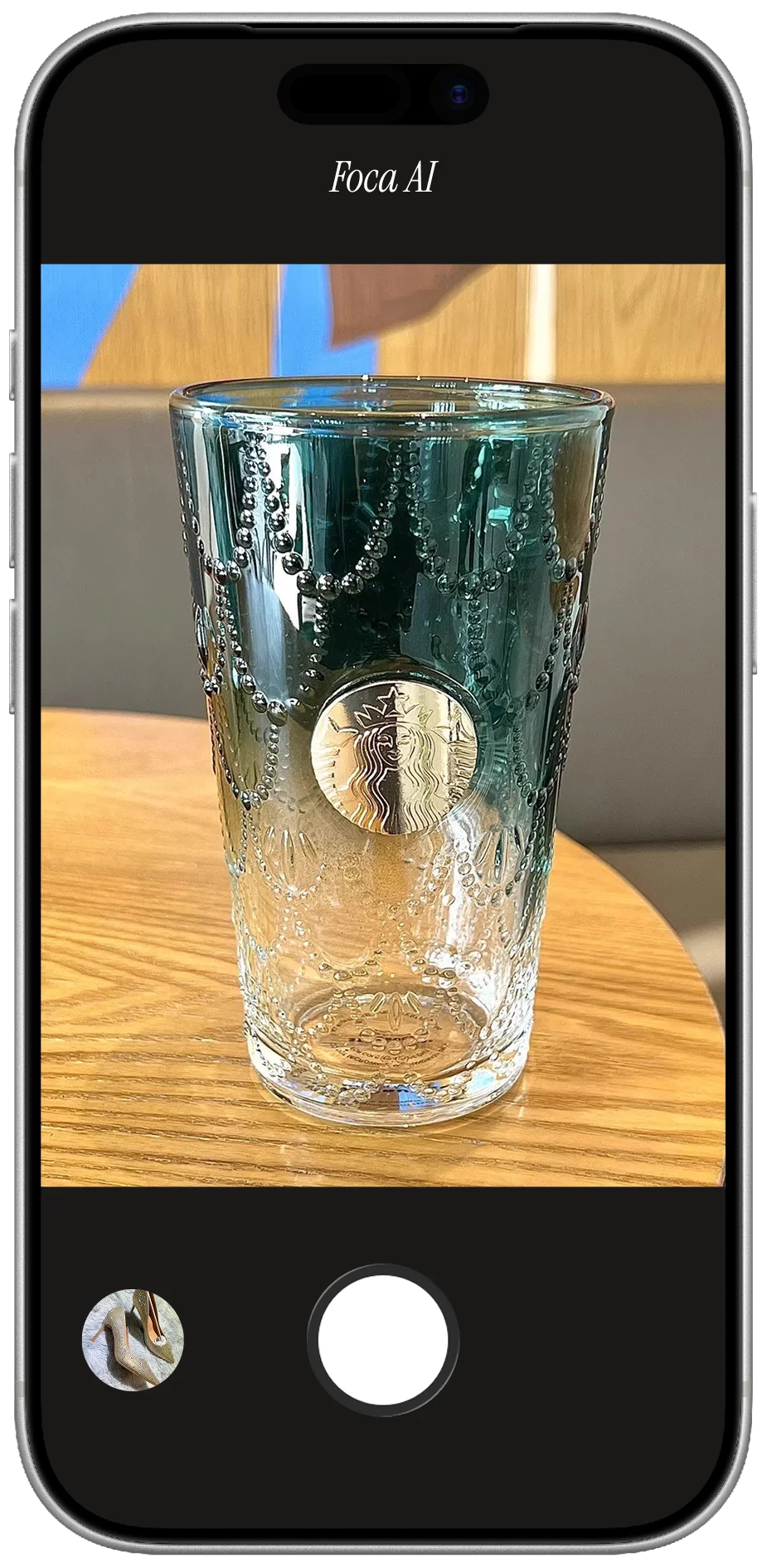 Original glassware photo taken with phone before Foca AI processing