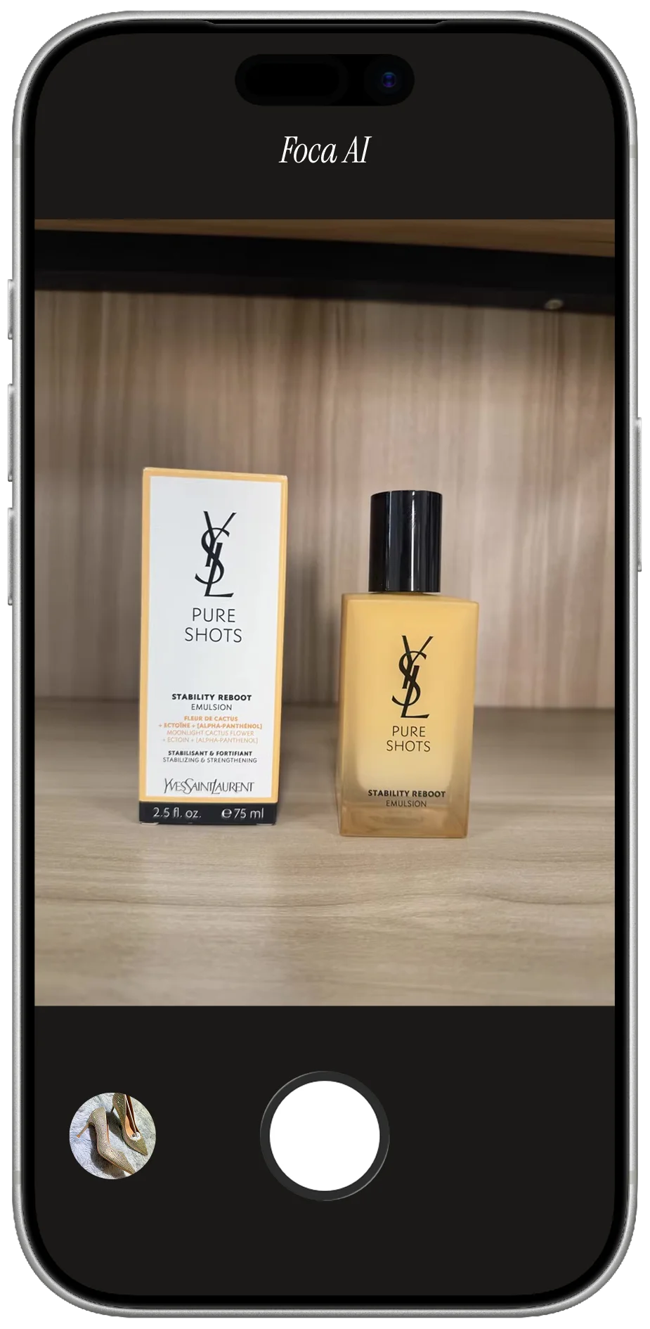 Original skincare product photo taken with phone before Foca AI processing