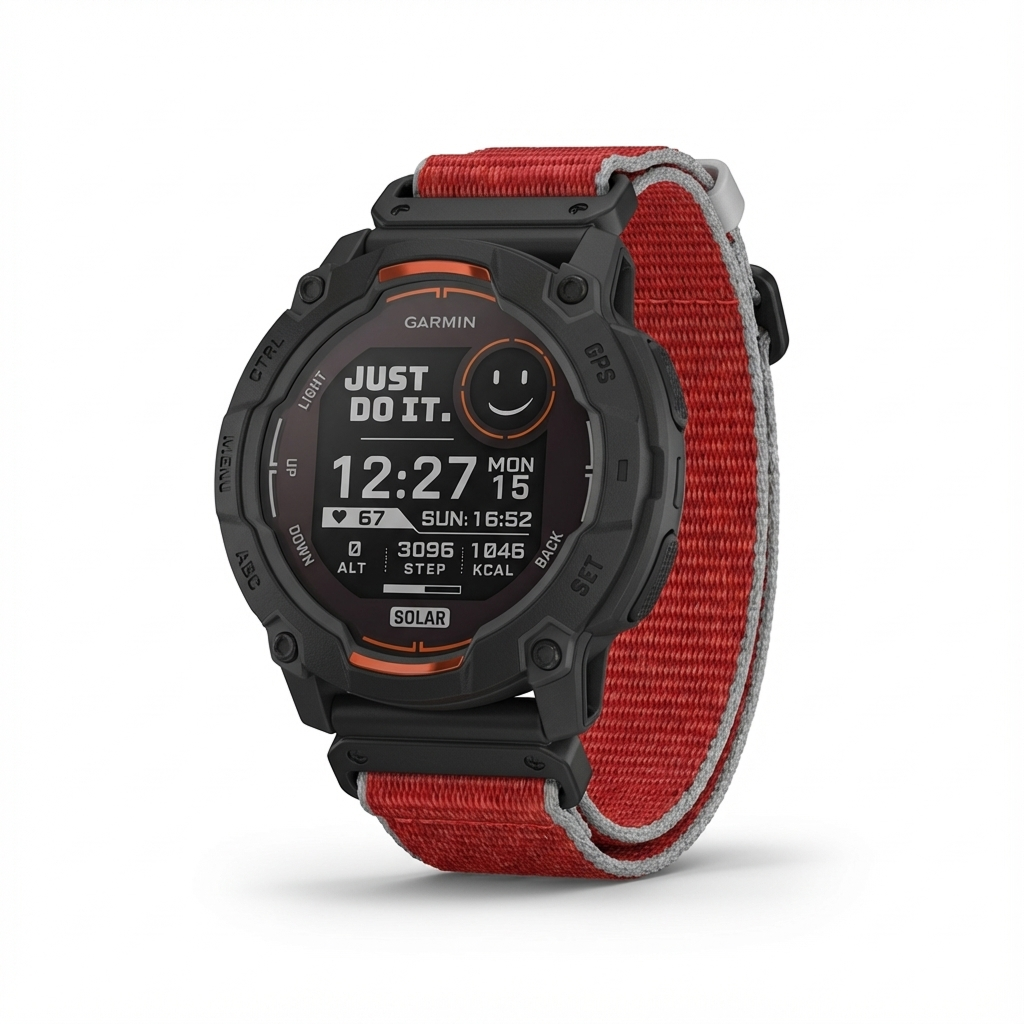 Garmin watch on white background